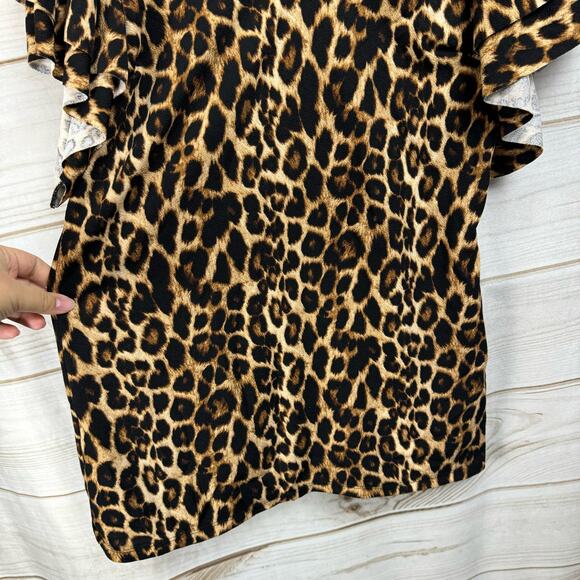 Chaps Leopard Print Short Sleeve Top - Picture 3 of 7